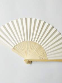 1件純色摺疊竹扇 舞蹈扇 白色裝飾 手持扇 - 彩色 - 查看 2