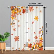 2 PIEZAS Cortinas de Arce Otoñal y Hojas Caídas - Estilo Rural, Diseño de Bolsa para Colgar Fácilmente, Muy Adecuado para Dormitorios, Salas de Estar y Salas de Estudio - Barras No Incluidas, Decoración de Dormitorio | Tema Otoñal, Cortinas Adecuadas para Salas de Estar - Multicolor - Ver 6