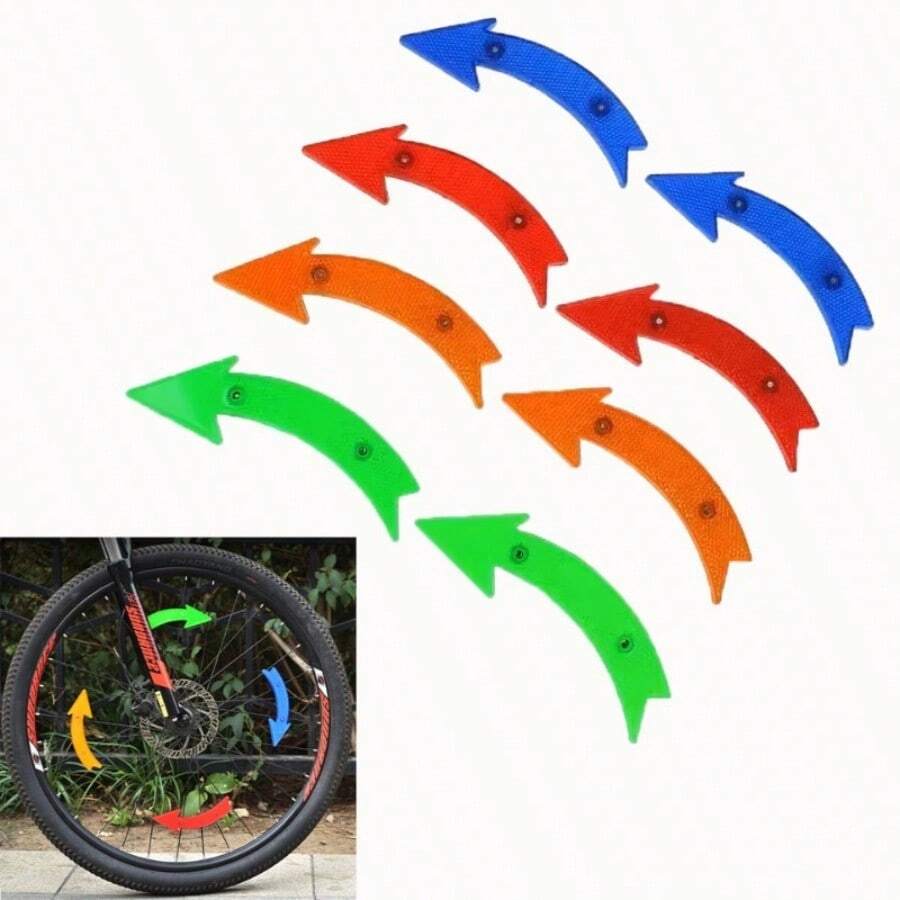 4pcs Bicycle Spoke Reflectors, Arrow-Shaped Reflective Stickers, Suitable For Mountain Bike And Road Bike Wheels - Multicolor - View 1