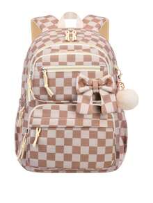 Ransel Corduroy dengan Tas Jinjing, Tas Sekolah Ringan untuk Siswa Perempuan Remaja, Tas Laptop, untuk Perjalanan dan Penggunaan Sehari-hari, Cocok untuk Siswa SMP dan SMA - Hitam dan Merah Muda - View 9