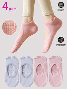 2/4 Pairs Women's Comfortable Pilates Yoga Socks, Sports Socks, Ballet Socks, Multi-Color Options, Suitable For All Seasons - Multicolor - View 18