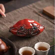 2 buah Figur Kepiting Peliharaan untuk Teh, Desain Genggam yang Dapat Diremas untuk Meredakan Stres dan Menyembuhkan. Ornamen Keramik Kreatif Ini Merupakan Tambahan yang Meriah untuk Relaksasi dan Permainan Pesta Teh Anda. - Merah - View 11
