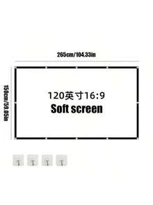 Pantalla de proyección blanca de 60-120 pulgadas, pantalla de cine de alta definición 16:9 montada en la pared, plegable y antiarrugas, adecuada para exteriores, interiores, camping y salas de reuniones, fácil de transportar y conveniente de llevar - Unitalla - Ver 15