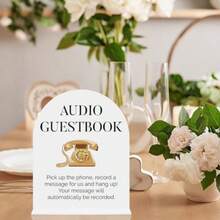 Guestbook Acrylic Sign Wedding Engagement Bridal Shower Decor For Modern Calligraphy Arch Acrylic Table Top Sign For Wedding Reception And Event Party 8x10 Inch - Audio - View 6