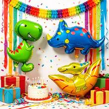 3pcs Large Q-Version Dinosaur Cartoon Foil Balloon Set, Suitable For Jurassic Theme Party Decoration - View 5