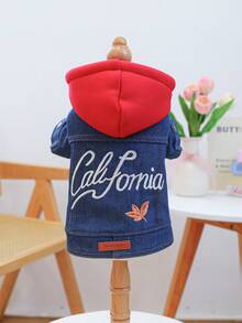 PETCIRCLE 1pc Pet Clothes Dog Apparel Small Dog Cute Pet Design Soft Durable Hooded Two-Legged Dog Jacket California Coat - Multicolor - View 6