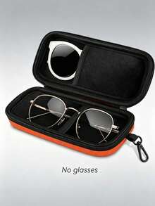 Double Compartment EVA Eyeglass Case, Portable Hard Shell Fashion Eyewear Storage Box With Hook, Waterproof Oxford Cloth Glasses Protective Case, Suitable For Travel, Outdoor, Hiking, Unisex - Multicolor - View 15