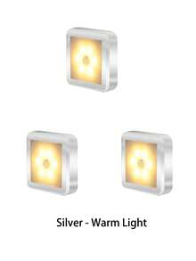 3件/1件 LED 感應夜燈，智能 PIR 感應櫥櫃壁燈，簡易安裝，15秒自動關燈，暖光與冷光可選，電池供電無線方形感應燈，適用於浴室、臥室、走廊、樓梯、櫥櫃 - 方塊感應燈 - 查看 16