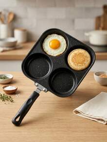 MiLaiWP [Stainless Steel Healthy Fryer] Stainless Steel Fryer 4-Hole Pancake Pan - Healthy Cooking, Indoor/Outdoor Use, No Power Required, Suitable For Induction Cooktop, Kitchen Pot (Black) - View 8