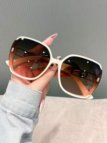 1 Pair Plastic Full Frame Geometric Wide Edge Square Retro Personalized Street Style Thick Frame Y2K Fashion Women's Sunglasses, Suitable For Music Festivals, Street Photography, Vacation Outfits, Fits Various Face Shapes - Multicolor - View 3