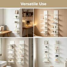 1/2 Piece Set Of 5-Layer Wall Frame Unit - Narrow Smooth Laminated Veneer - Vertical Column Wall Decoration Installation Floating Storage Home Decoration Organizer High Tower Bedroom, Living Room Practical Frame, Black And White Optional - Mixed Colors (thickened) - View 12