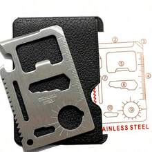 1pc/2pcs Multi-Function Outdoor Tool Card, Portable Survival Pocket Card, Bottle Opener Survival Card; Multi-Function Tool Suitable For Camping And Hiking - Silver - View 6