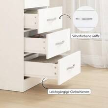 5-Drawer Chest Of Drawers, Storage Unit For Clothes And Utensils, Particleboard, White - White - View 6