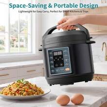 Sweetcrispy 10-In-1 Electric Pressure Cooker, 3 Quart Multi Cooker For Rice, Stew And Steam, Small Programmable Stainless Steel Pot With Slow Cook Function And Ceramic Inner Pot - Black - View 6