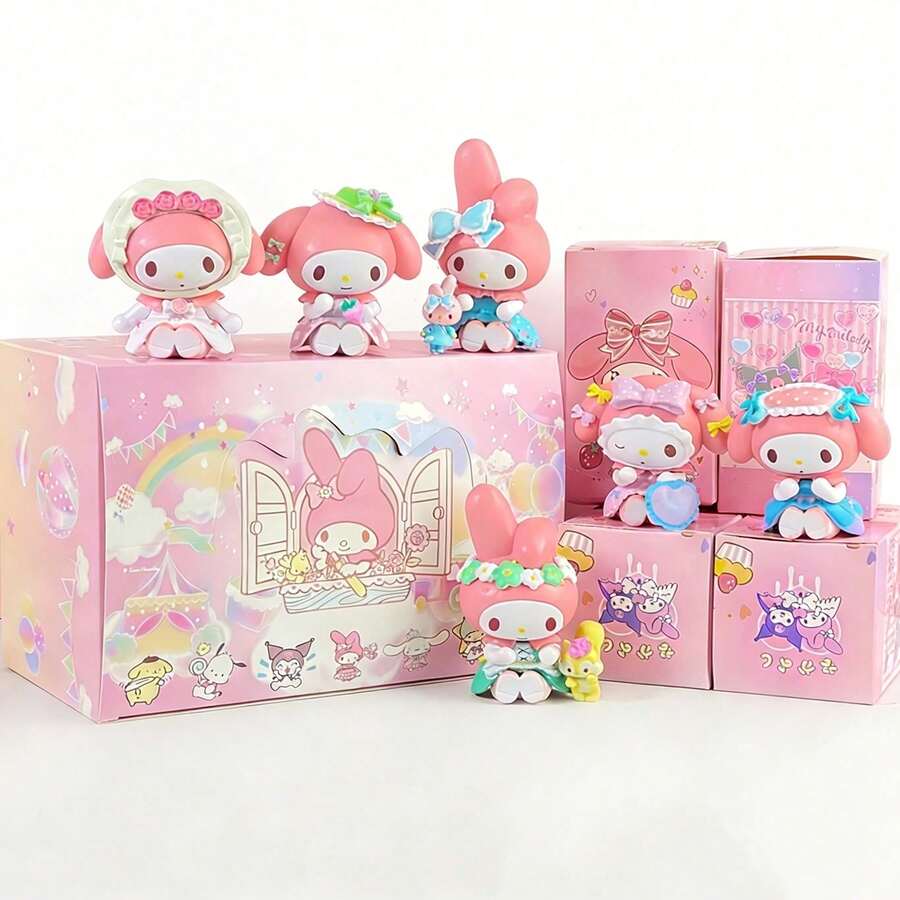 Sanrio 盲盒 My Melody 茶會搖搖馬神秘系列,粉色可愛動漫風角色,柔和配色,附多件配件,適合桌面裝飾與展示,收藏級動漫公仔盲盒 - 彩色 - 查看 1