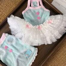 1件 春夏薄款公主風條紋寵物背心或洋裝，2款可選，多尺寸，透氣防掉毛，適合小型犬與貓 - 淺藍色 - 查看 8