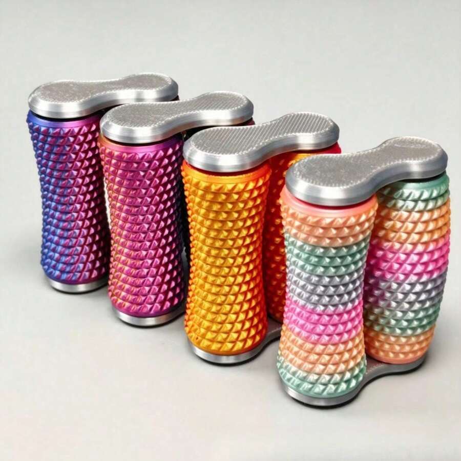 1pc Teen & Adult Small Creative 3D Printed Rotating Stress Relief Massage Roller Trainer, Spiky Roller Sleeve Pocket Palm Toy, Leisure Decompression Creative Gift - Multicolor - View 1