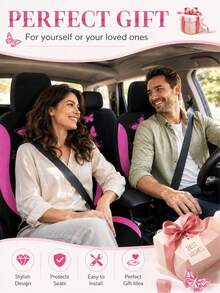 Butterfly Pattern Car Seat Covers Full Set – Universal Fit For SUV/Sedan/Van (5 Headrest Covers + 2 Front Seat Covers + 2 Rear Seat Covers) | Airbag Compatible, Stylish & Practical - Type a - View 8