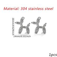 1/4pcs 3D Balloon Dog Stainless Steel Pendant, Non-Fading Metal Animal Charm, DIY Jewelry Making Bracelet Necklace Accessory - Dog Pendant - View 10