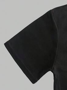 Maglietta da uomo anime neon manga - Materiale traspirante e resistente da 180G, vestibilità rilassata streetwear con design a fumetti rosa neon e ciano, girocollo a maniche corte - nero - Visualizzare 3