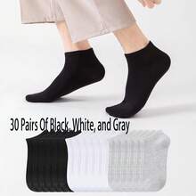 Multi-Size 2-30 Pairs Pure White Low-Cut Socks, Breathable Moisture-Wicking Odor-Resistant Knitted Socks, Unisex, Elastic Comfortable All-Season Foot Socks, Suitable For Fitness Yoga Business Daily Wear - Multicolor - View 16