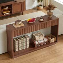 Modern Entryway Console 150cm Wide, With Two Large Storage Drawers And An Open Shelf Below, Ideal For A Hallway Or Living Room (Walnut). - 胡桃色 - 查看 3