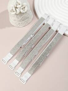 4/6 Pcs Sparkly Rhinestone Bra Straps Sexy Off-Shoulder Adjustable Elastic Shoulder Straps Replacement Decor Accessory For Camisole - Multicolor - View 12