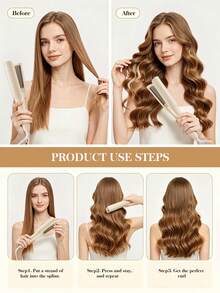 HYUNDAI Electric Egg Curling Iron, Ceramic Curling Wand, 3 Heat Settings, Portable Heating Curling Iron - Beige - View 6