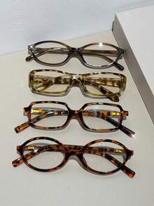 6pcs Leopard Print Plastic Multi-Color Geometric Full Frame Classic Men's And Women's Fashion Glasses Combination Fashion Glasses Frame Transparent Glasses Non Prescription Glasses, Suitable For All Face Shapes Holiday Gifts Carnival Parties Outdoor Clothing Fashion Accessories Glasses Set Gifts - 透明 - 查看 11