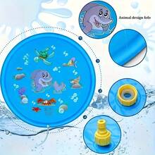 Water Play Mat, Blue Ocean Creatures And Letter Pattern - Durable Outdoor Splash Pad With Exciting Spray Function, Perfect For Lawn, Beach, Garden And Summer Park Activities | Fun Water Game Design - Spray Pad - View 10