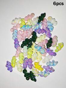 6pcs 15*30mm UV Solid Color Glow-In-The-Dark Wavy Spiral Straight Hole Acrylic Colorful Threaded Beads DIY Phone Chain Stringing Material Accessories - Threaded Beads - View 6