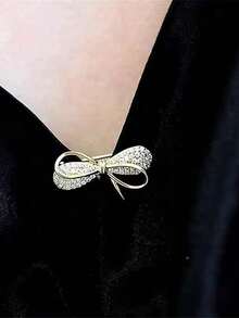 1pc Elegant Mini Bow Brooch, Double Layer Geometric Pin Accessory For Clothing - Bow - View 11