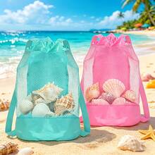 2pcs/Set Mesh Backpacks, Multi-Color, Beach Bag, Women's Backpack, Large Capacity, Multi-Functional Travel Backpack, Beach Bag, Shell Mesh Bag, Suitable For Summer Beach, Travel, Camping And Vacation, Graduation Gift. - Multicolor - View 2