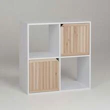 KIWI MOBLEKIT | Mensole in Legno per Stoccaggio e Decorazione, Modelli a Cubo o Rettangolari con Opzioni di Porte o Cassetti, Mobili Ausiliari Moderni per Soggiorno, Camera da Letto o Ufficio - Libreria a 4 scomparti, 58,5x29x59 cm, bianca. - Visualizzare 6