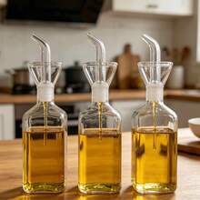 1pc Glass Oil Bottle, Clear Oil Bottle Dispenser, Oil Can, Condiment Container, Kitchen Utensil, Kitchen Supplies, Kitchen Accessory - Multicolor - View 18