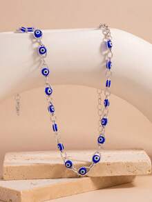 1 buah Kalung Mata Setan Mewah Bergaya Ekstra, Perhiasan Kalung Desain Kreatif Niche - Biru - View 1