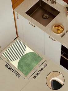 1 pièce pièce Tapis de cuisine géométrique vert matcha frais nordique 3,5 mm en caoutchouc souple absorbant, convient pour la cuisine, la salle de bain, le salon, le paillasson d'extérieur, le tapis de cuisine, la décoration de la maison et le tapis de toilette - Multicolore - Voir 14