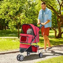 Dog Stroller, Multicolored Walking Stroller, Lightweight And Foldable, For Dogs And Cats, Red - Red - View 1