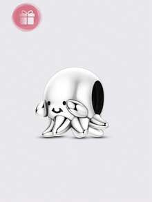 1pc Silver-Plated Ocean Pendant With Openable Clasp Design, Cute Octopus, Narwhal, Manatee Charm, Suitable For Original Brand Bracelet Necklace DIY Matching For Daily Wear And Party - Silver - View 7