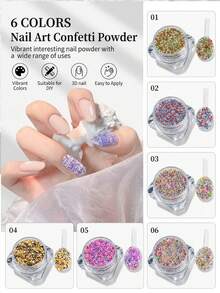 6 Dopamine-Enhanced Nail Powder With Frosting Effect, 3D Nail Art Powder, Japanese And Korean Style, Suitable For Salon Nail Art, Ideal For Women. - Multicolor - View 4