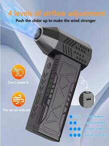 Electric Air Duster Portable Cleaning Blower Turbo Jet Fan, 200000RPM 4-Gear Adjustable Compressed Air Duster With Light, Rechargeable Brushless Motor Air Blower For Cleaning Car Seats/Outdoor, Computer Case/Keyboard, Sofa/Window Gaps Dust Blowing - Black - View 7