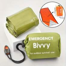 1 Set Emergency Thermal Sleeping Bag Kit With Whistle & Storage Bag, Portable Waterproof Heat Reflective Polyester Survival Blanket For Outdoor Camping, Travel, Earthquake, Hurricane Cold Protection Emergency Warm Equipment - Multicolor - View 6