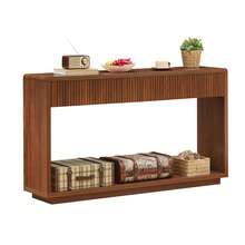 طاولة كونسول حديثة للمدخل بعرض 150 سم، مع درجين تخزين كبيرين ورف سفلي مفتوح، مثالية للمدخل وغرفة المعيشة (جوزة). - لون خشب الجوز - مشاهدة 6