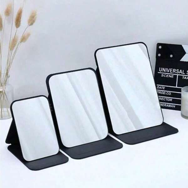 1 Folding Portable Makeup Mirror - Portable Design, Adjustable Height Desktop Makeup Mirror, Elegant Appearance, Suitable For Daily Use, Student Dorm, Travel - Space-Saving, Easy To Carry, Sturdy Structure, Portable Folding Makeup Mirror With Stand, Home Decor, Back To School Room Decor, Study