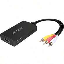 1pc HD To RCA Converter, HDTV To AV 3RCA Composite Video Audio Adapter, Supports PAL/NTSC, Compatible With TV Stick, Android TV Box, DVD Player And Other Devices, Black - View 6