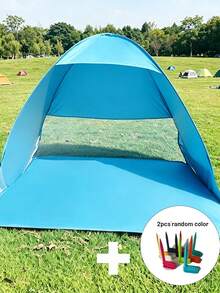 1 cái lều bãi biển pop-up nhẹ, di động, lắp nhanh, chống tia UV chất lượng cao, màu xanh, kèm túi đựng, phù hợp cho cắm trại ngoài trời, bãi biển, công viên, lều trú tức thời, chắc chắn, chống tia UV UPF 50+ - Nhiều màu - Xem 13