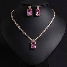 3pcs/1set Women's Fashion Jewelry Set, Fashion, Bridal|Wedding|Necklace Set, Earrings, Necklace, Combination Jewelry, Shiny|Luxury|Women's Fashion Jewelry|Accessories Gift - Jewelry Set - View 2
