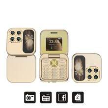 SERVO I17 Pro Mini 折疊小手機 1.77 吋螢幕 雙 SIM 卡槽 FM 收音機 2G GSM 按鍵式迷你翻蓋手機 - 金色 - 查看 13