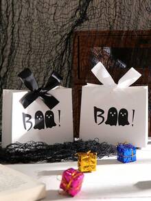 Halloween Gift Box, Cute Ghost Gift Box, Small Candy Gift Box, Ghost Pattern, 11.5*10*4.5cm, Halloween Decoration, Halloween Party Decoration, Halloween "Trick Or Treat" Decoration, Happy Halloween Decoration - View 2