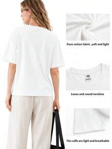 Linkins P-Parks White Anarchy Symbol Flowy Multicolored Marbled Unisex Loose-Fitting T-Shirt - 白色 - 查看 2